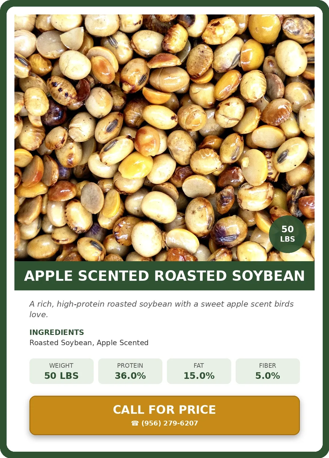 Apple Scented Roasted Soybean — product photograph and supplied label