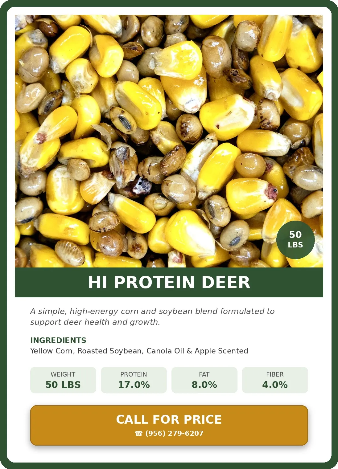Hi Protein Deer — product photograph and supplied label
